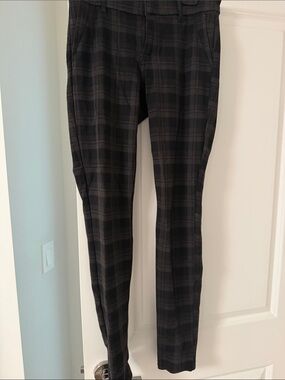 Men's Black Plaid Slim Dress Pants